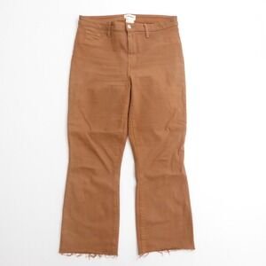 L'AGENCE Womens Kendra High Rise Cropped Flare Coated Denim Jeans Java Brown 32